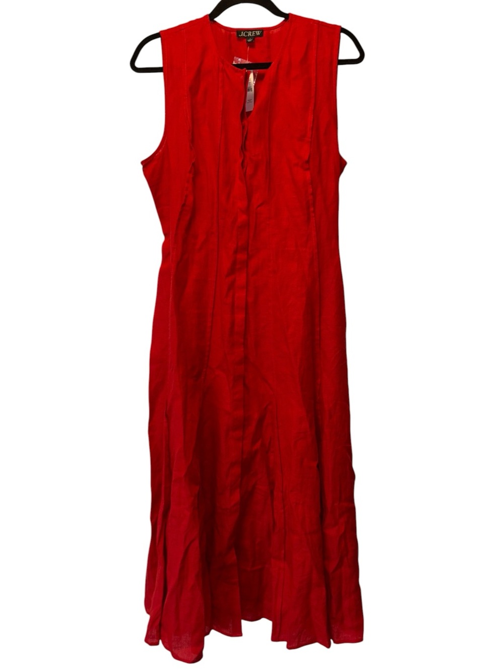 J Crew Seamed Linen Dress with Removable Belt in Red Arroyo Size Large NWT - Picture 6 of 16